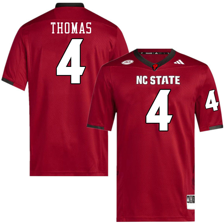NC State Wolfpack #4 Tra Thomas College Football Jerseys Stitched-Red